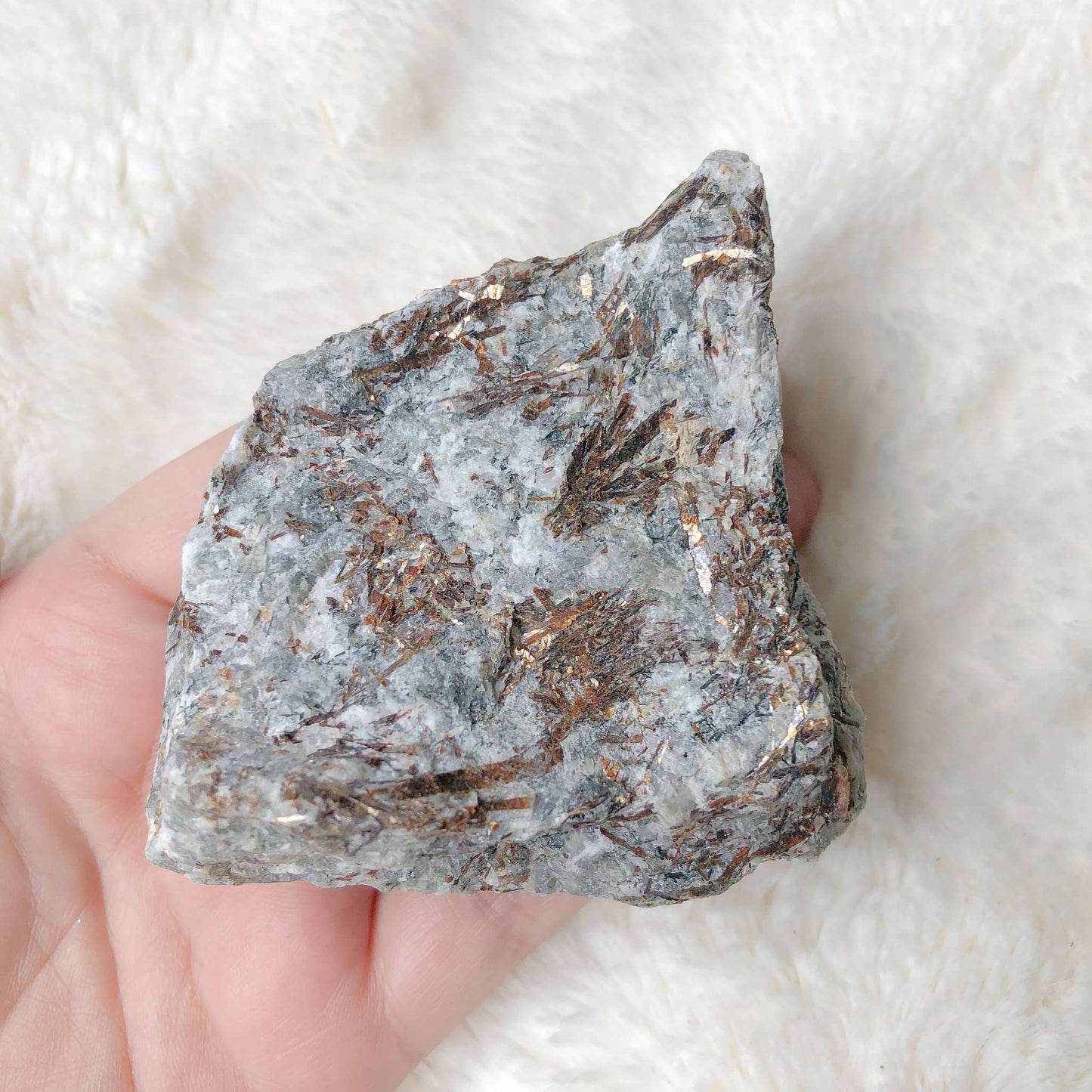 Rare and White Astrophyllite in hand