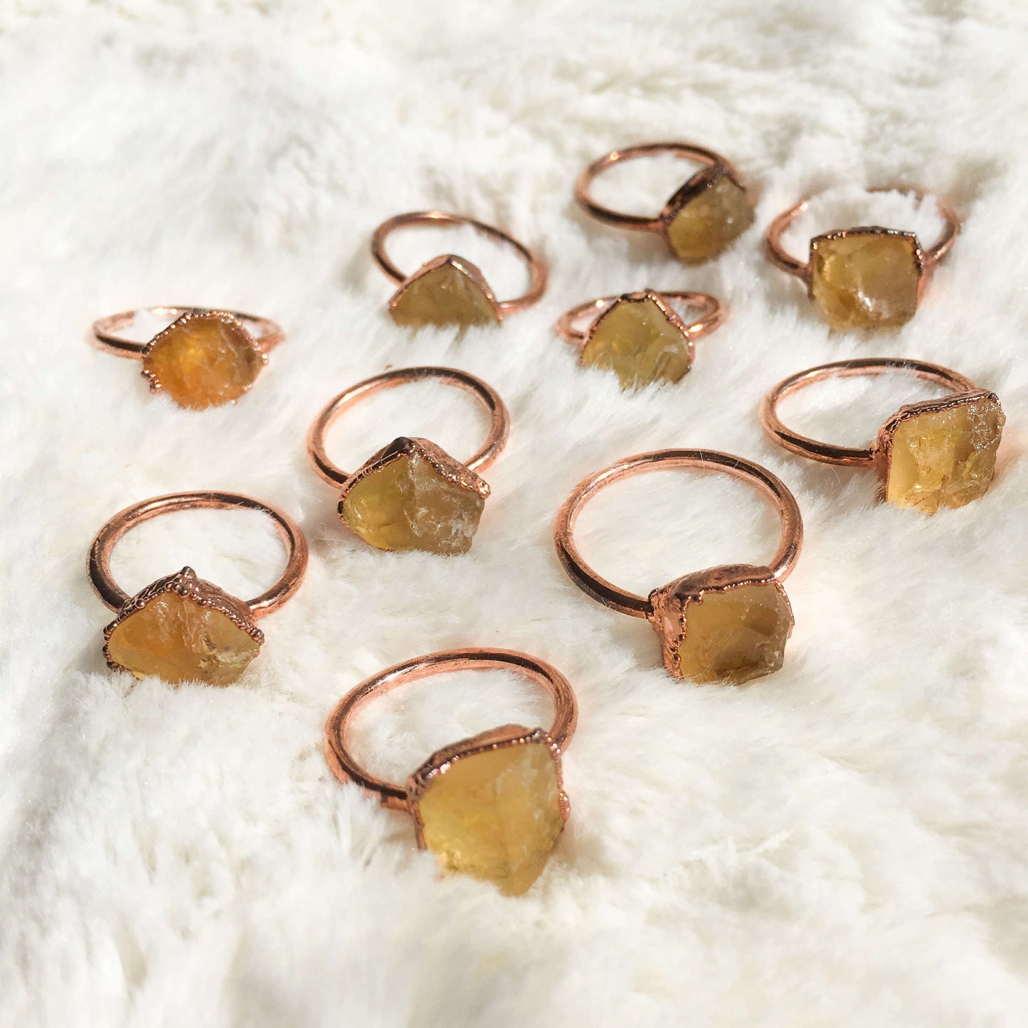 Citrine Raw Crystal Jewellery Electroformed Copper Ring