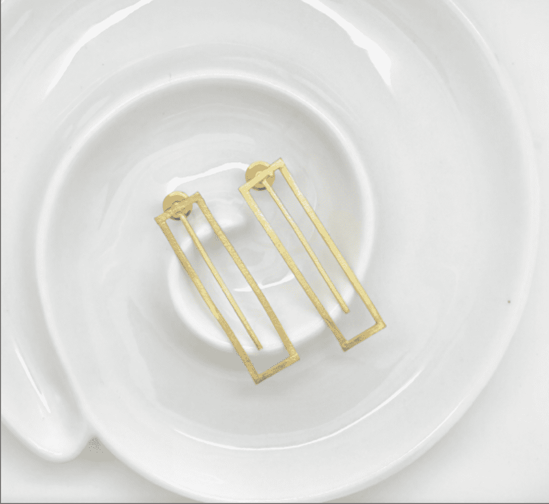 Rectangle Bar Geometric Brass Earrings