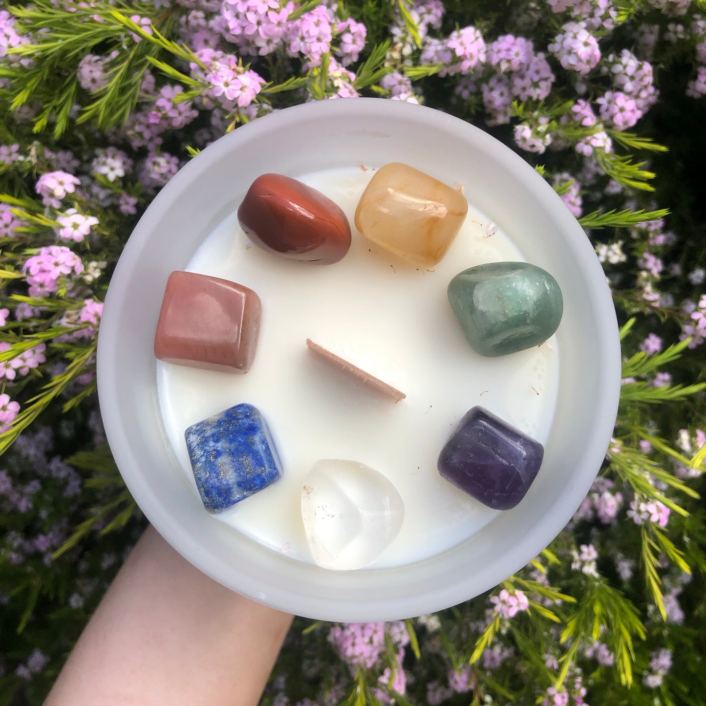 Seven Chakra, Scented Crystal Candle.