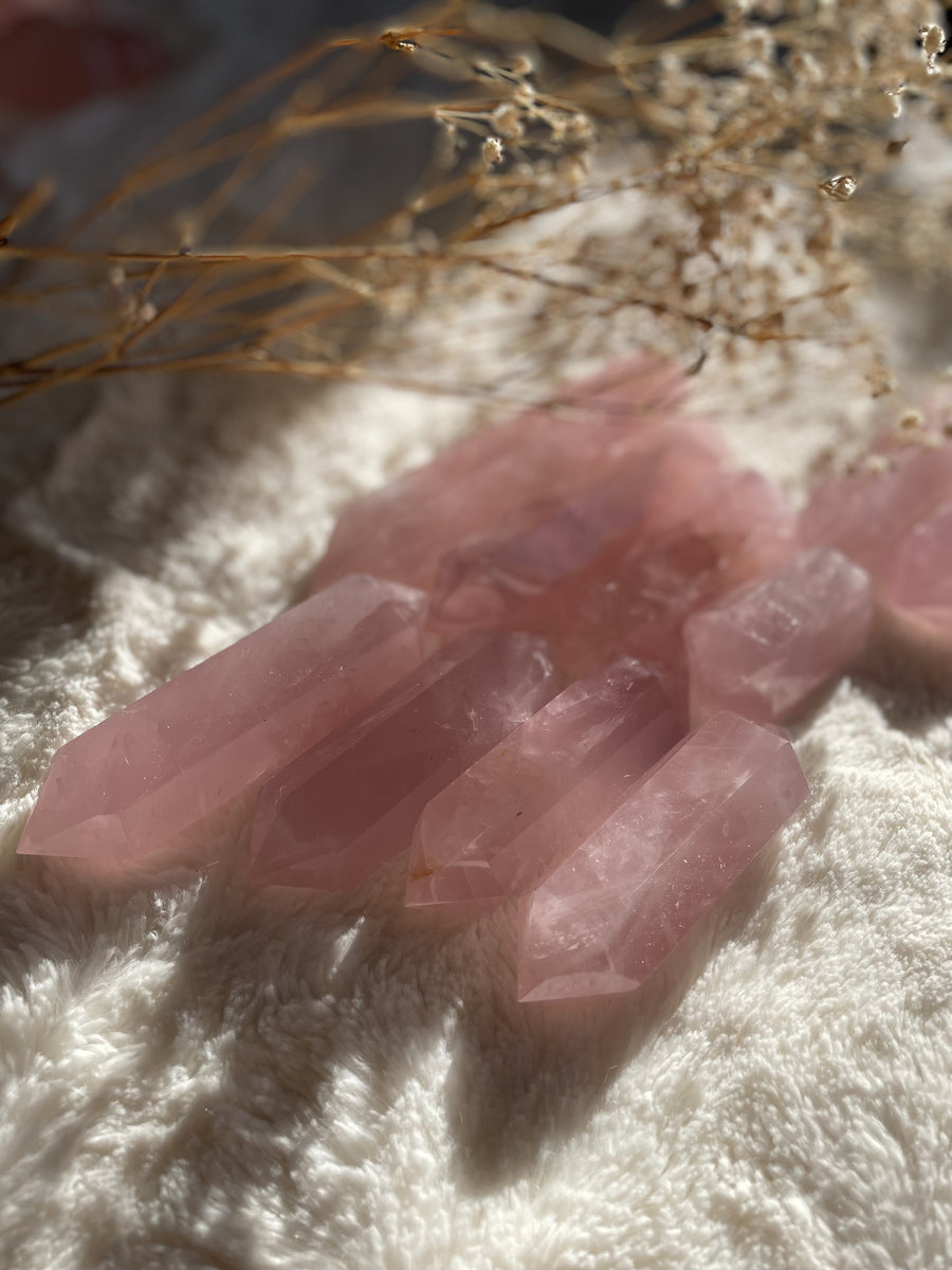 Double Terminated Rose Quartz Crystal Point Mozambique