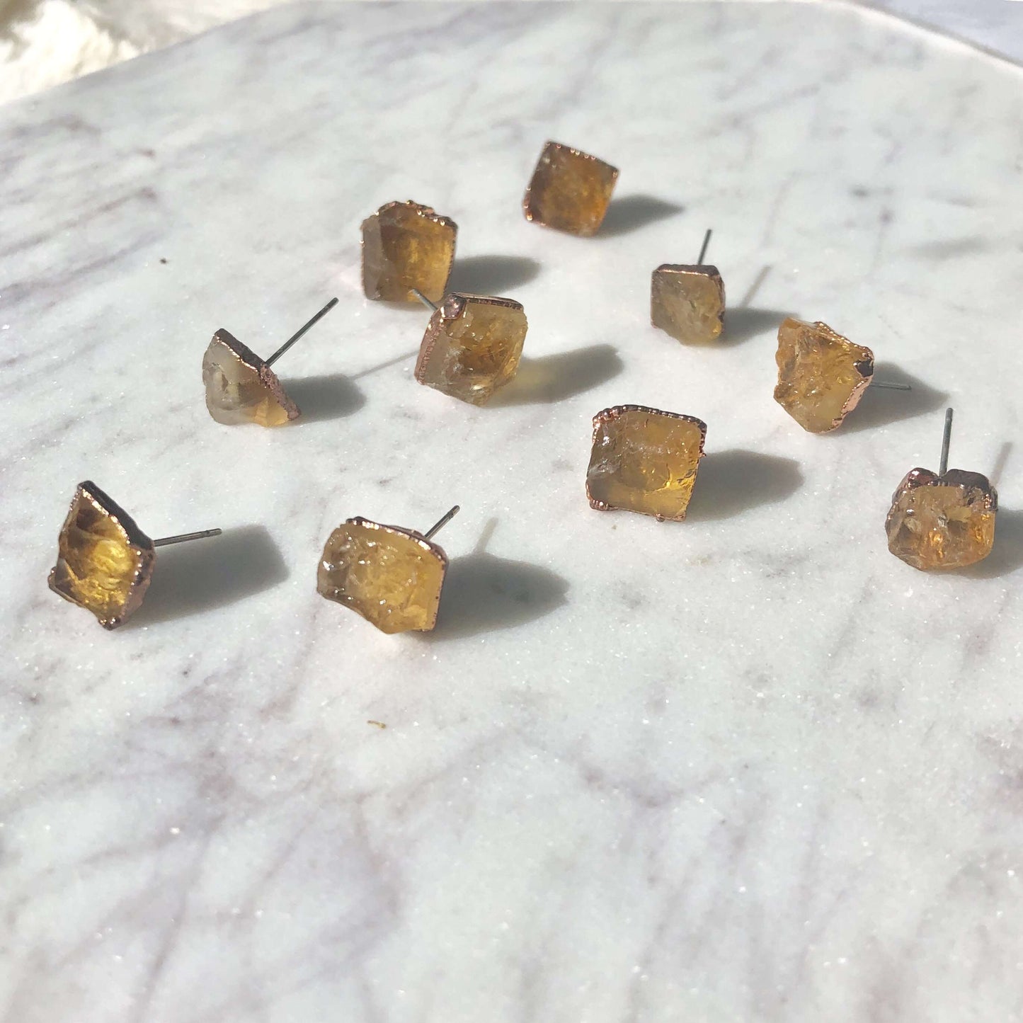 Citrine Raw Crystal Jewellery Stud Earrings