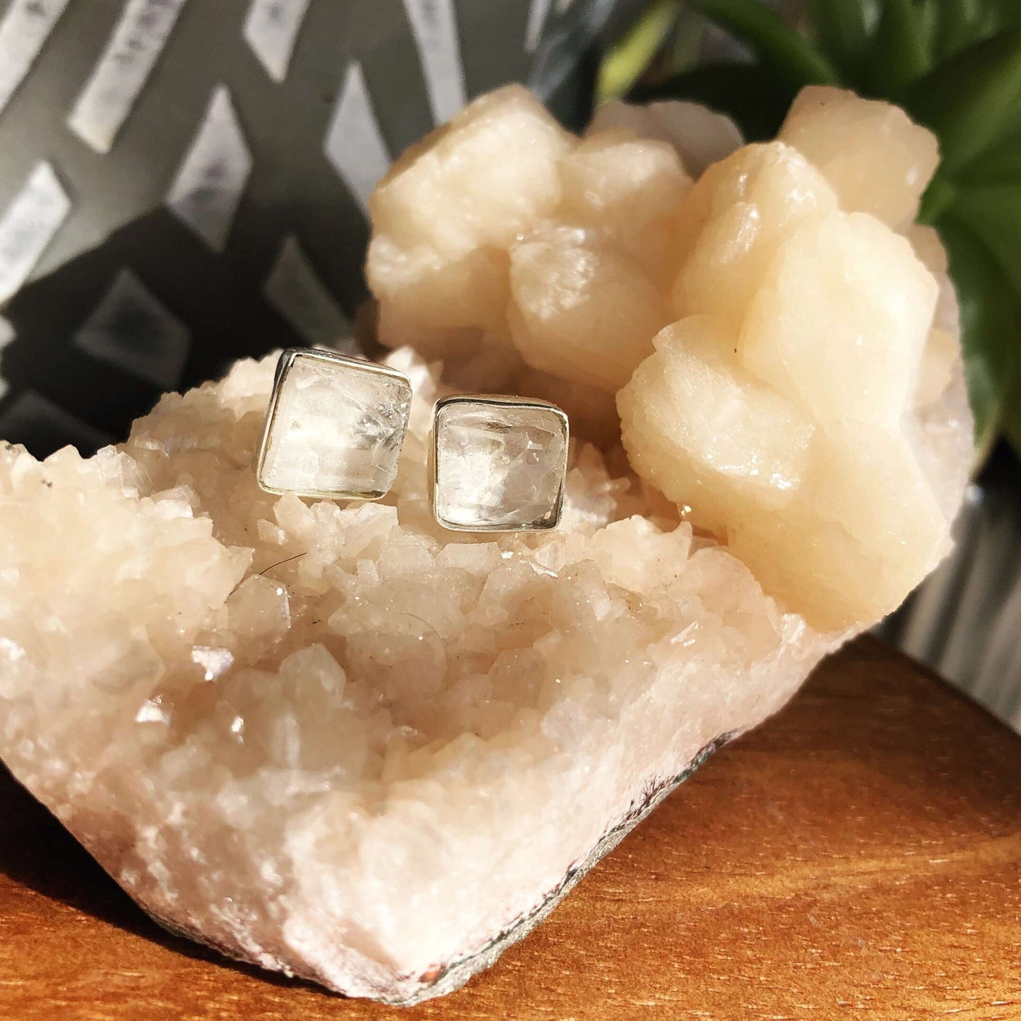 Clear Quartz Raw Crystal Jewellery Stud Earrings In Silver - April Birthstone Earring - Capricorn Zodiac Earring