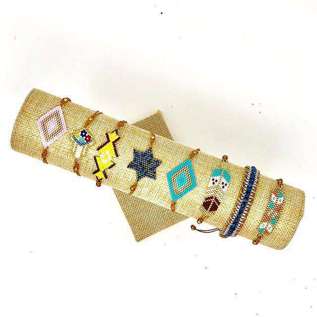 Pink Gold Miyuki Bead Bracelet with other collection of bracelets