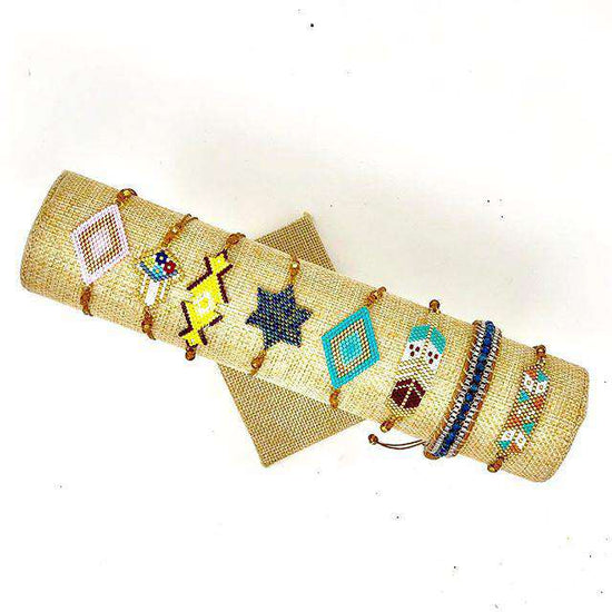 Blue gold miyuki bead bracelet with others in the collection