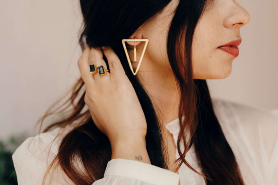 Triangle brass earrings