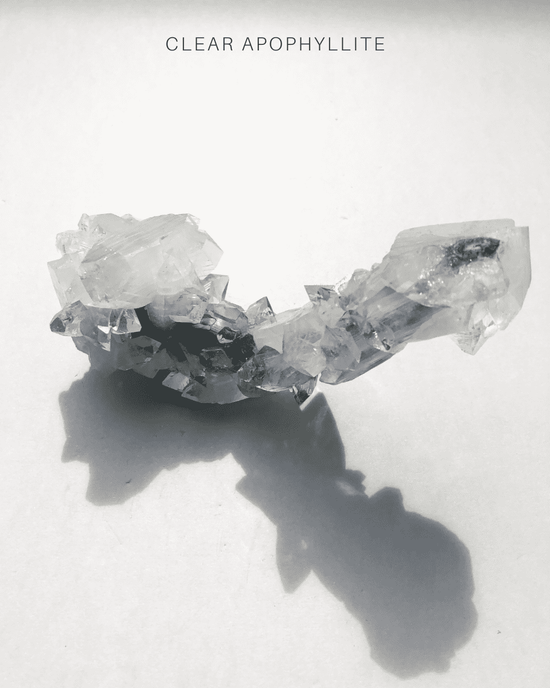 Clear apophyllite in shape of phallus