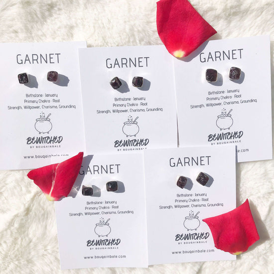 Load image into Gallery viewer, Garnet crystal stud earrings
