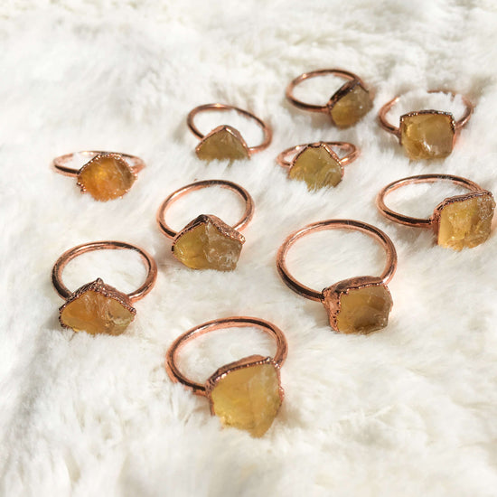 Load image into Gallery viewer, Citrine Raw Crystal Jewellery Electroformed Copper Ring
