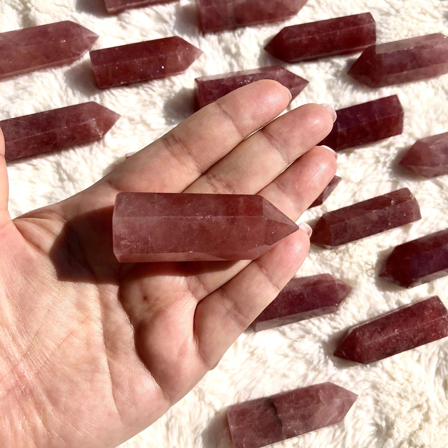 Load image into Gallery viewer, Strawberry Quartz Small Crystal Points
