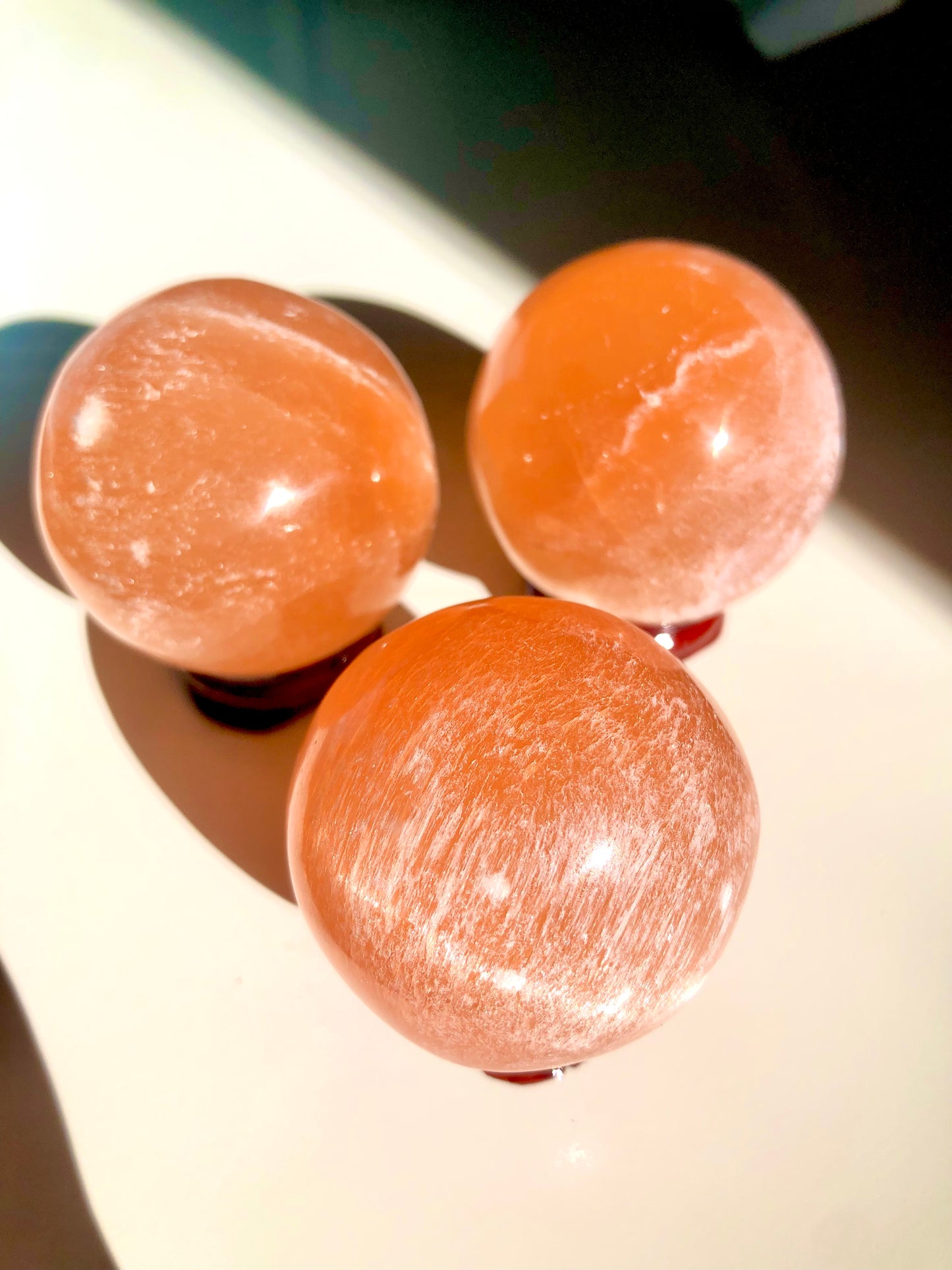 Orange Selenite Crystal Sphere with Stand