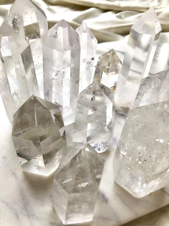 Clear quartz crystal points